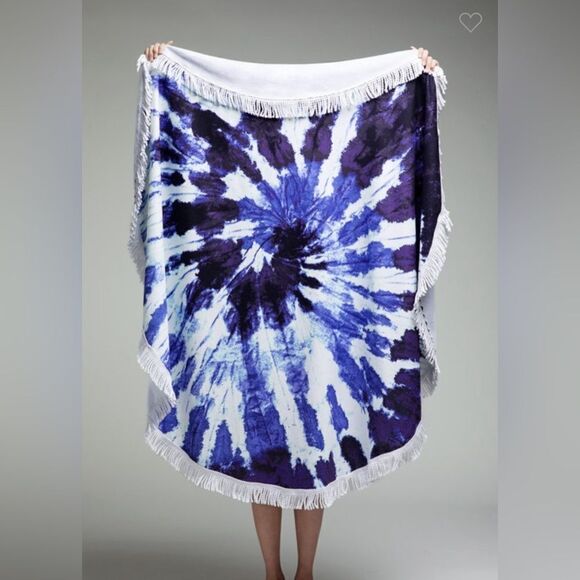 Indigo Wave Round Beach Towel - Picture 1 of 5